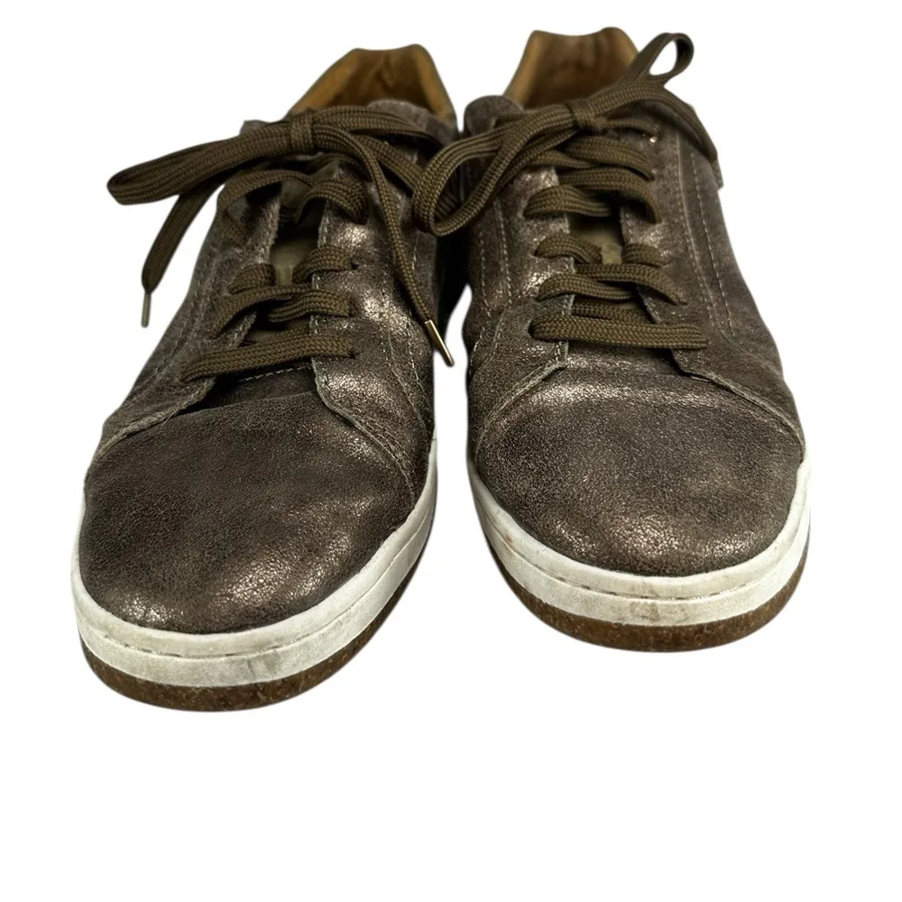 Aetrex Sneakers WMS SZ EU 40 US 9.0 Brown Metallic Blake Leather Comfort Shoes - Image 4