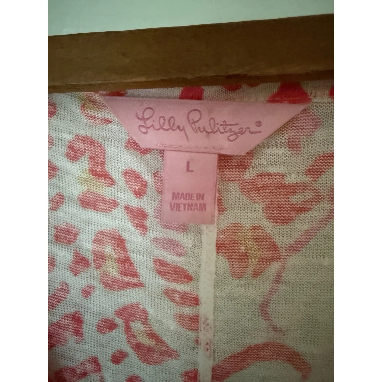 Lilly Pulitzer Tunic Top Duval Linen Hot Coral Trunk in Love Pink Elephant L - Image 4