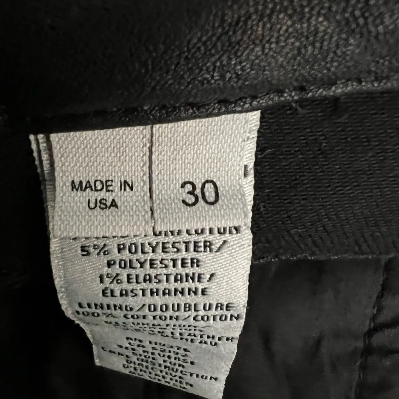 HELMUT LANG Black Leather Pants Stretch Knit Back Slim Fit Made in USA Size 30 - Image 8