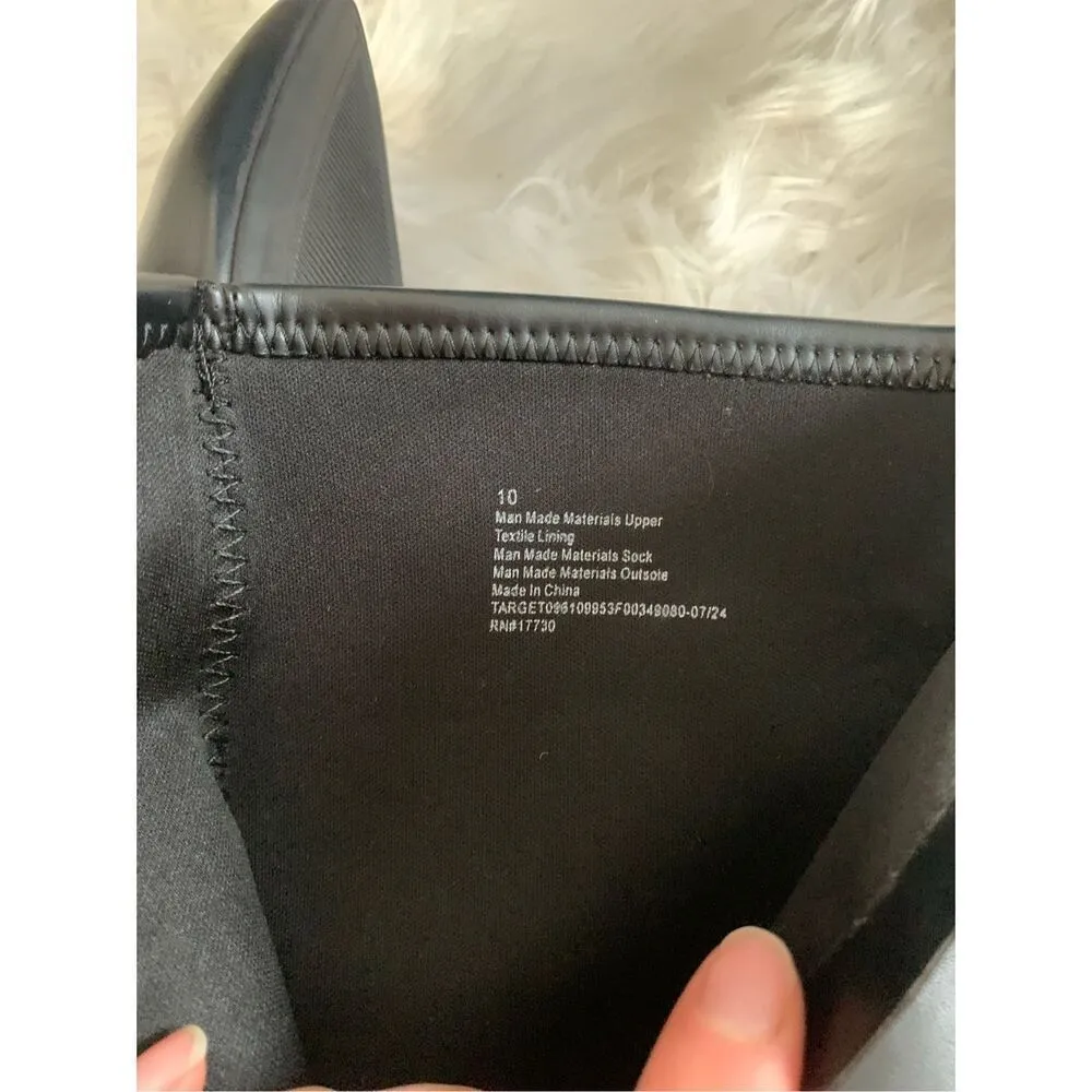 Target brand pointy black heeled boots booties faux leather material size 10 com - Image 7