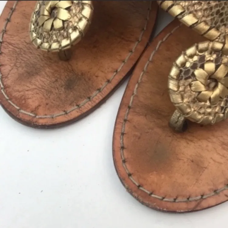 Jack Rogers Size 7 Leather‎ Wooden Wedge Sandal - Image 3