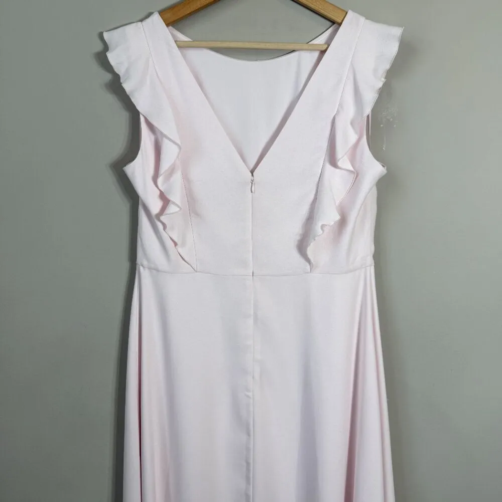 NWT Ted Baker London Ardenia Waterfall Ruffle Maxi Gown Womens 4 US 12 Pink Slit - Image 12