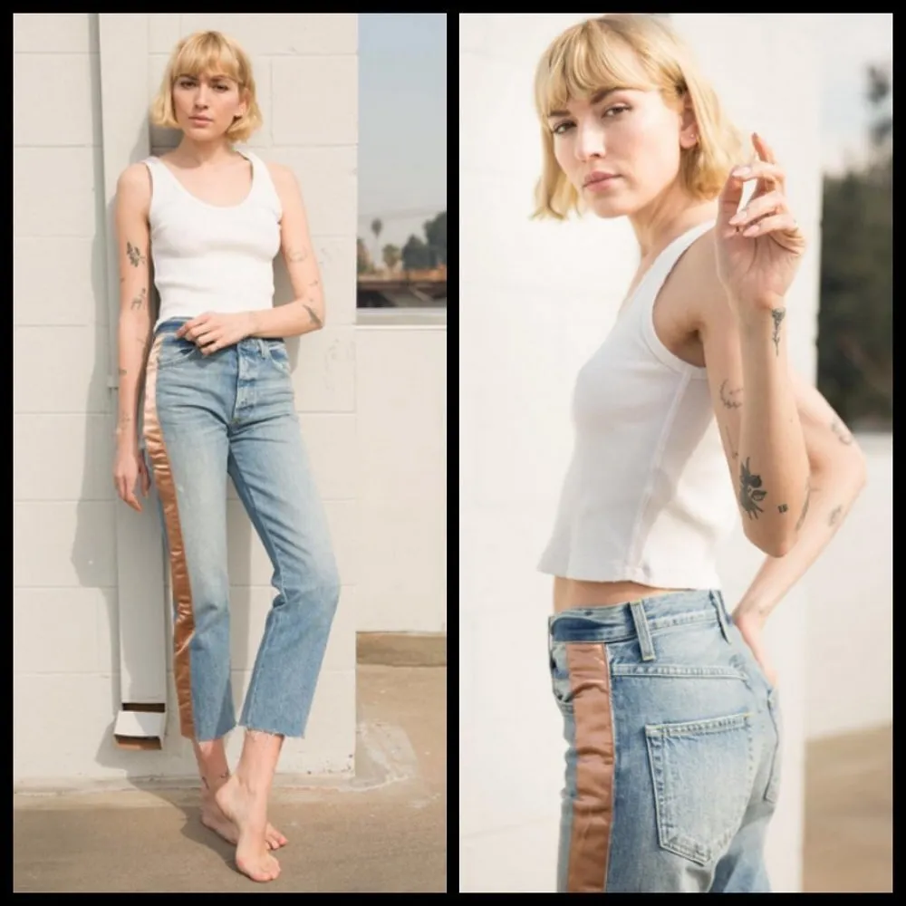 💕AMO💕 The Ribbon Loverboy Jean Indigo Adobe Ribbon 32 100% Cotton Button Fly Blue - Image 5