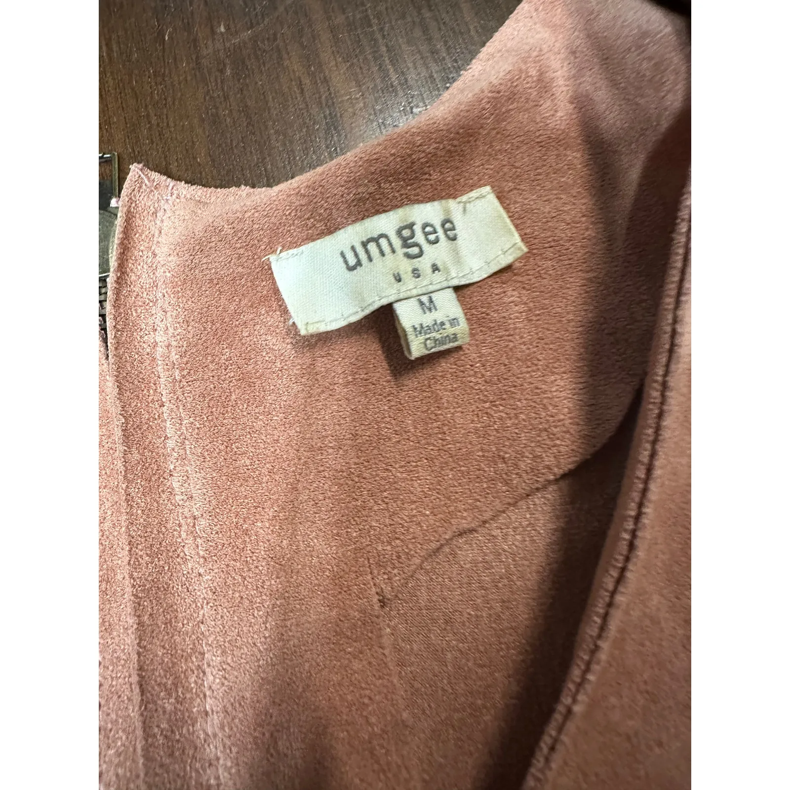 Umgee Faux Suede Dress Women Medium Indie Boho Western Festival Aztec Light Twee - Image 2