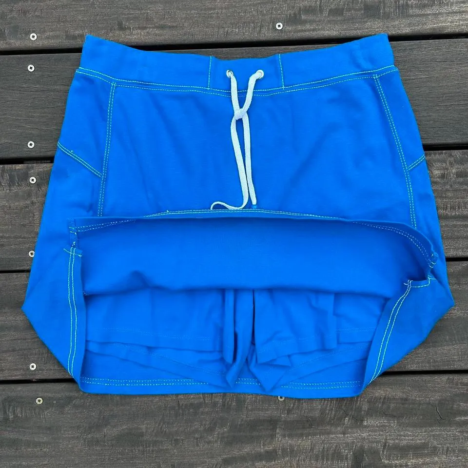 Y2K Blue Anne Klein Athletic Cotton Mini Skirt Skort Tennis Skirt w/ Shorts Size M - Image 3