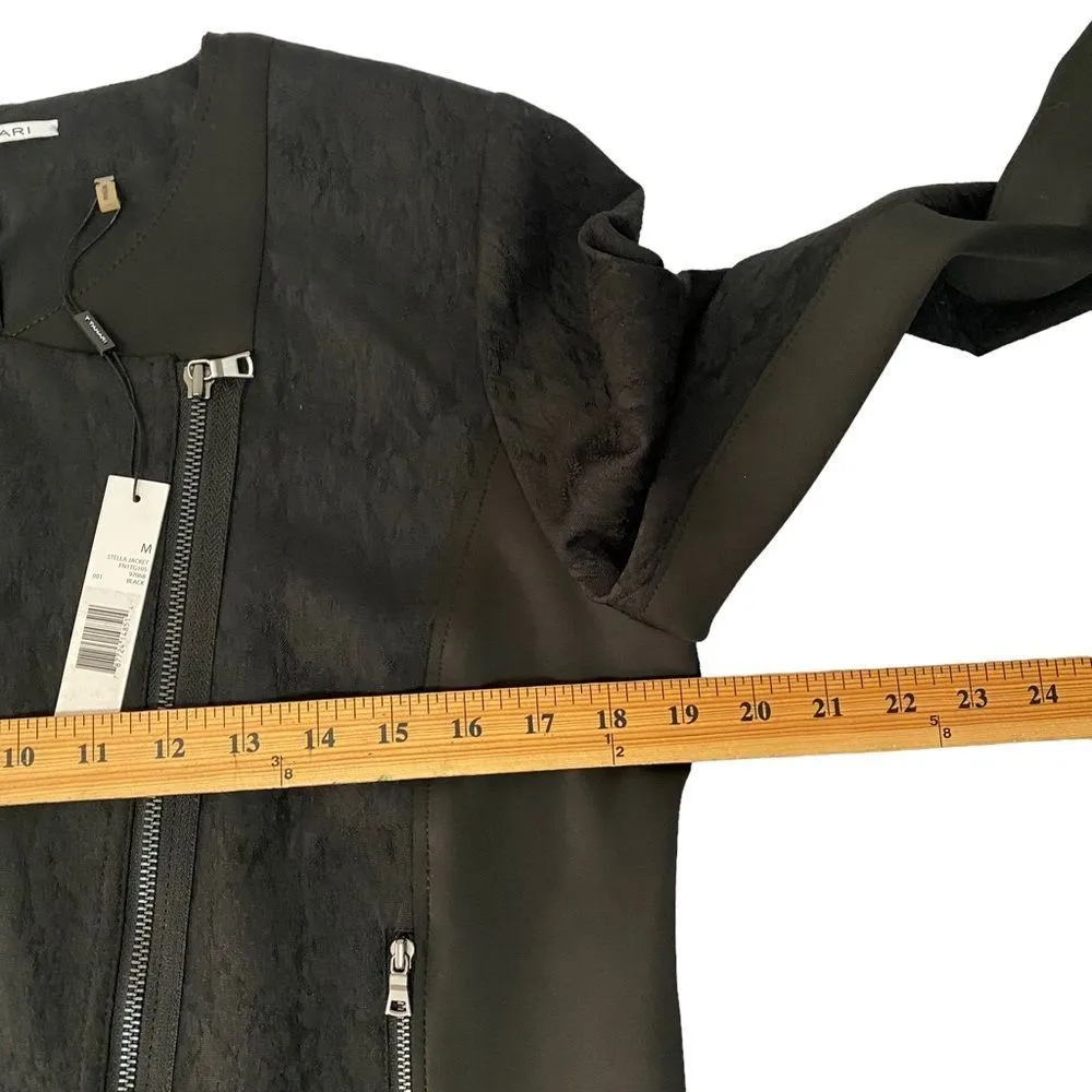 T Tahari Stella Black Jacket Asymmetrical Zipper Blazer Career Office Casual - Image 8