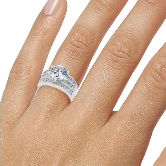 NWT Charter Club
Crystal Triple-Row Ring in Fine Silver Plate - Image 2