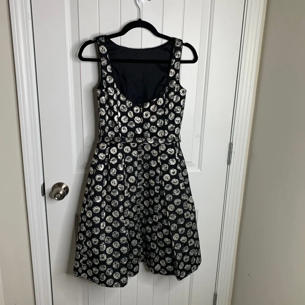 Theia Black White Polka Dot Fit &‎ Flare Cocktail Party Dress Size 4 - Image 6