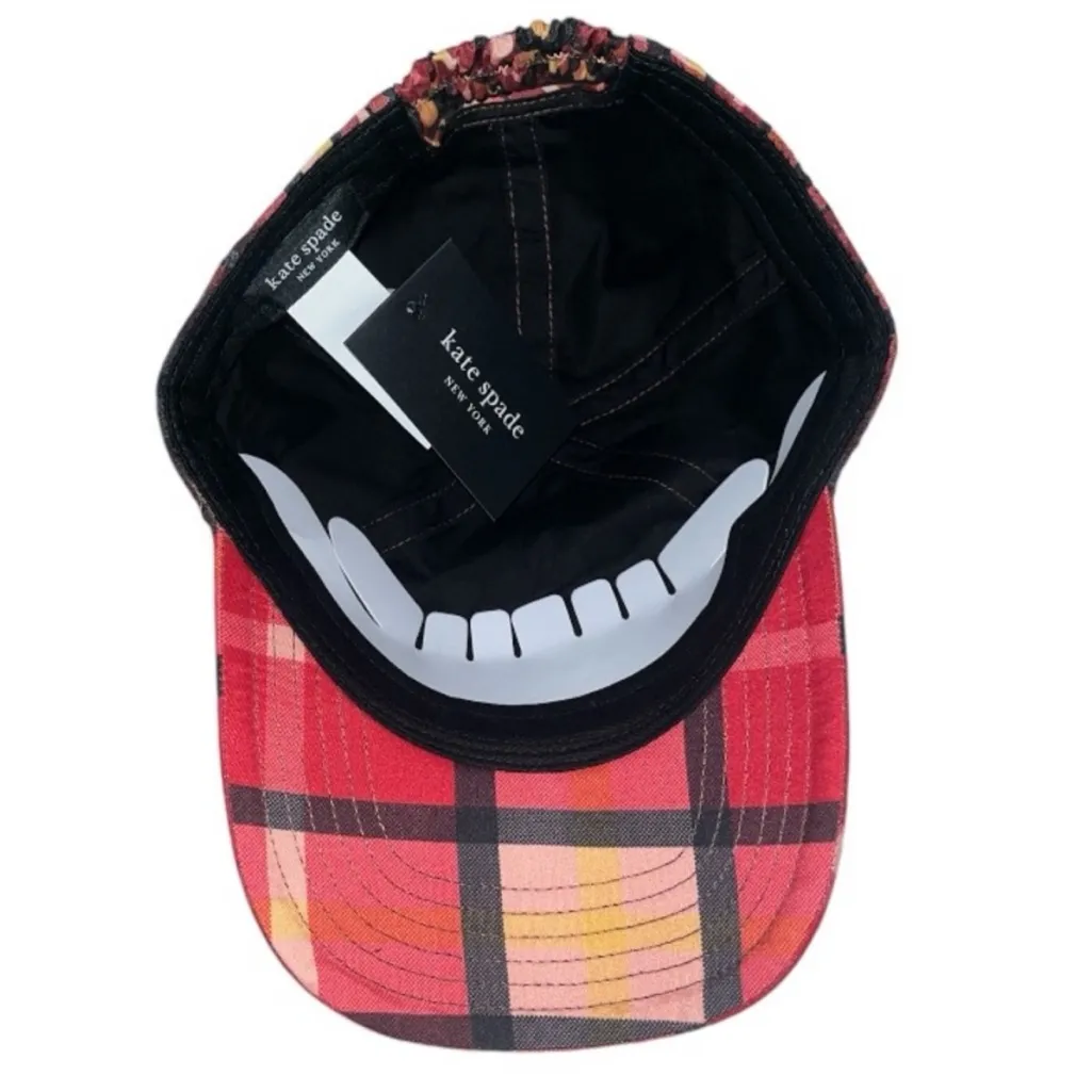 Kate Spade New York Mixed Plaid Embroidered Spade Baseball Cap - Image 6