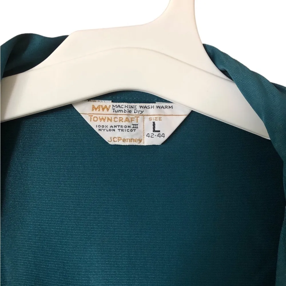 Vintage Mid Century Towncraft Jcpenney Aqua soft sleek classic pajama shirt Green Size L - Image 5