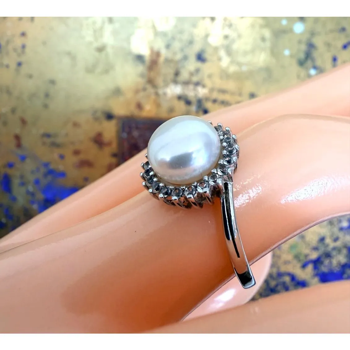 Sterling Silver CP S925 Pearl Halo Ring - Image 2
