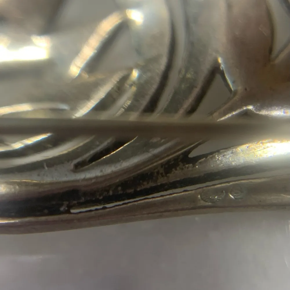 Sweden .830 Silver Marcasite Brooch Lapel Pin Three Crown Mark - Image 7