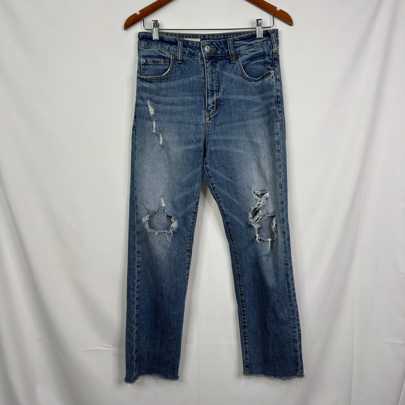Anthropologie PILCRO The Vintage Straight Jeans Distressed Medium Wash Size 29 - Image 10