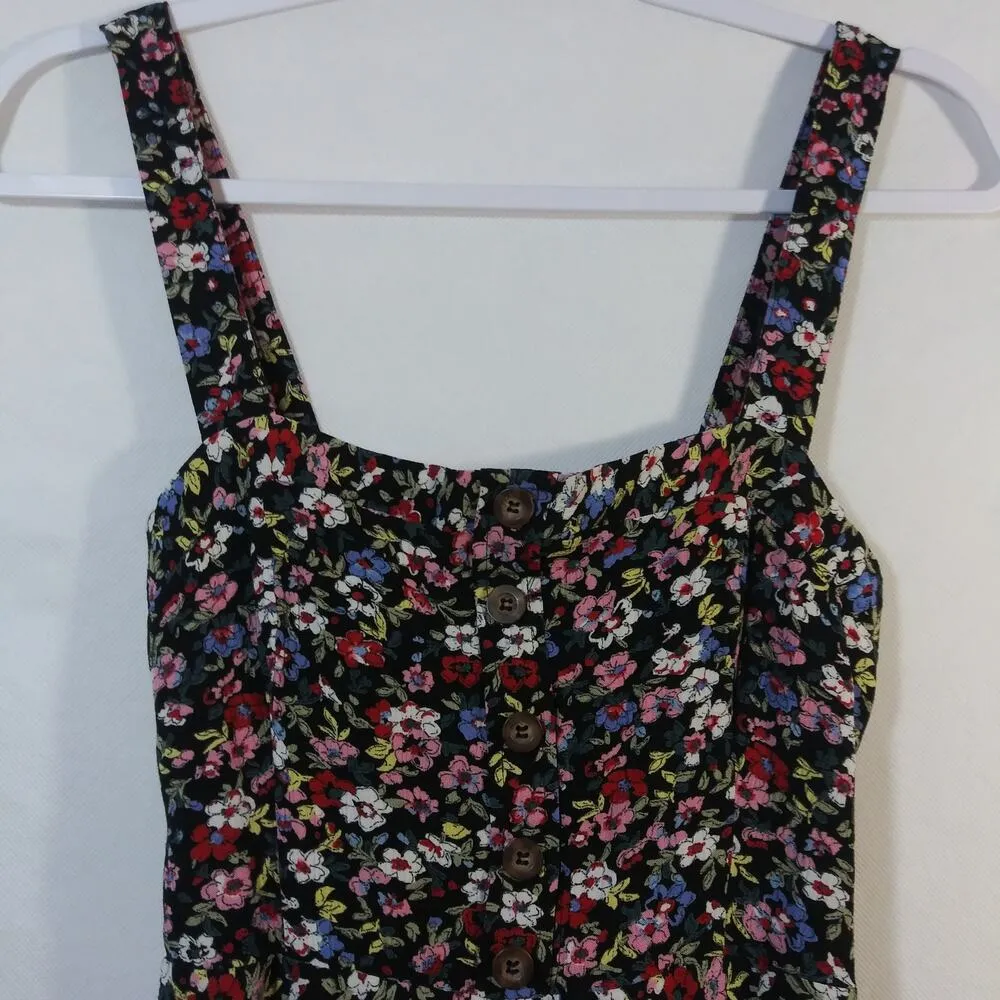 Abercrombie & Fitch Black Floral Overall Jumpsuit Petite Size SP - Image 2