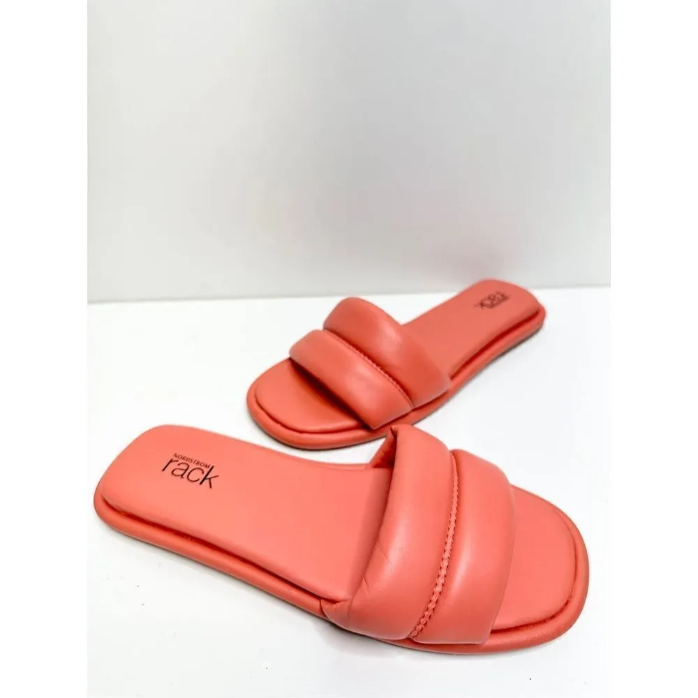 Nordstrom Rack Sandals Womens Size 6 Slip On Coral Slides - Image 3