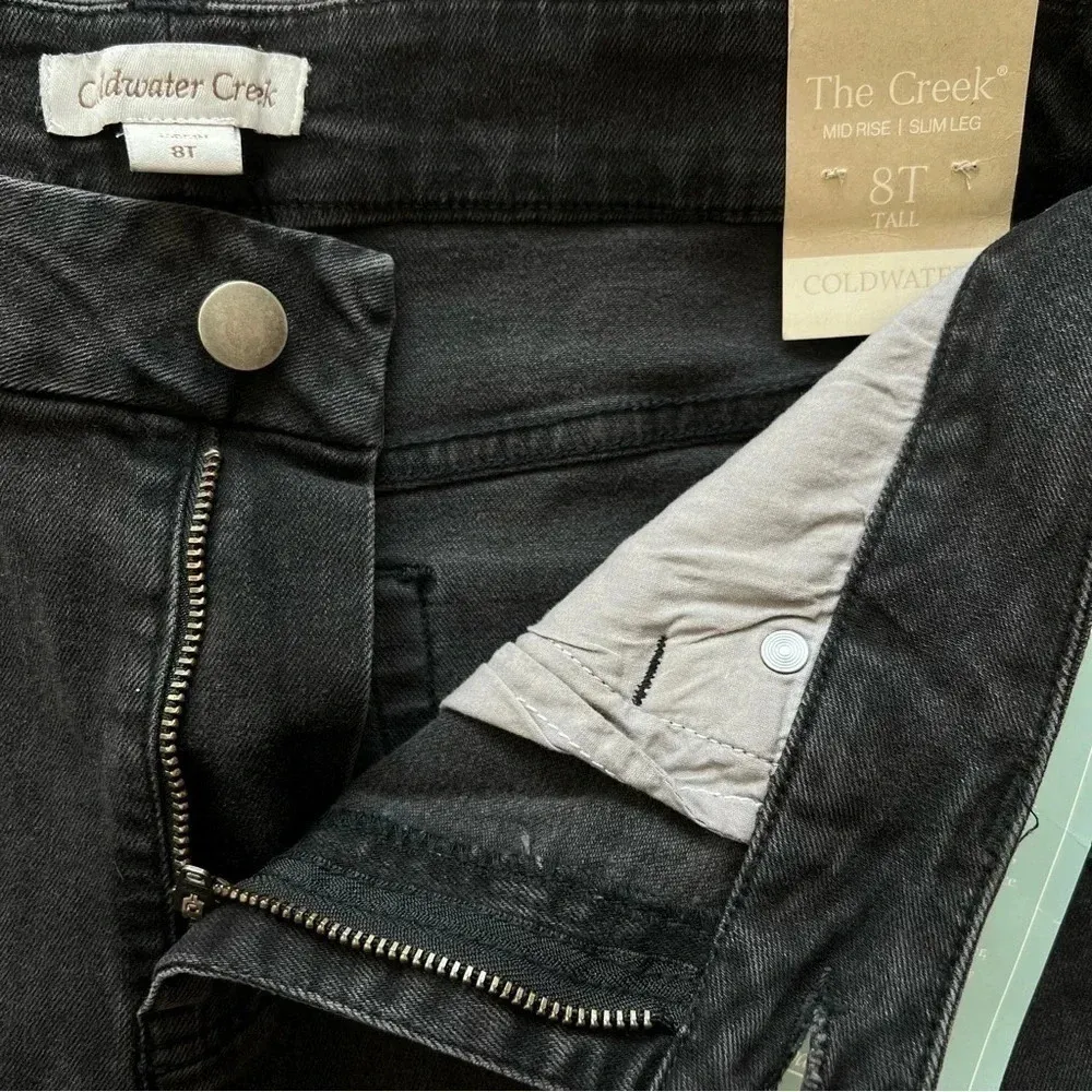 NWT Coldwater Creek Womens Mid Rise Slim leg denim Black jeans Size 8T - Image 2