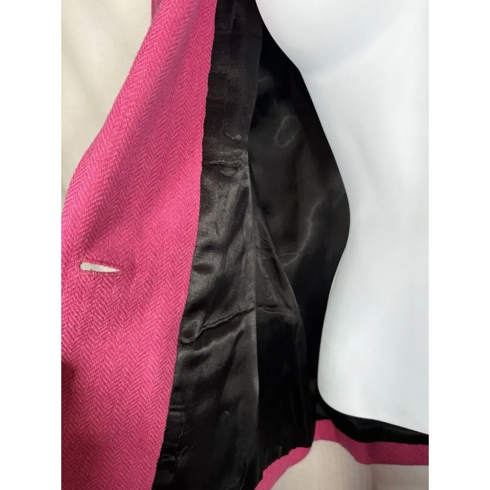 LILLY PULITZER Wool Blend Crop Blazer Tie Front Pink Preppy Old Money Small - Image 7