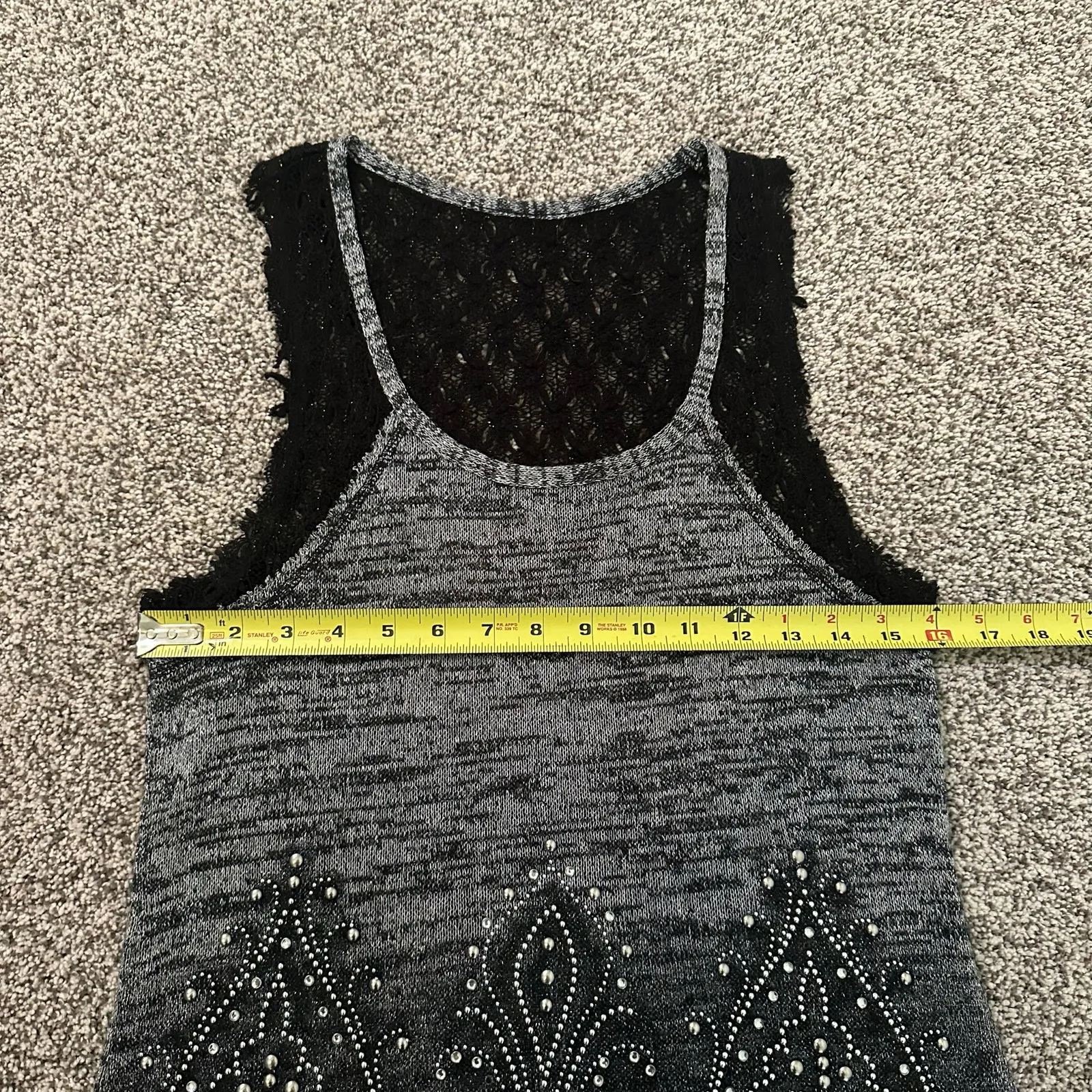 Miss Me gray sparkly knit tank top size M - Image 11