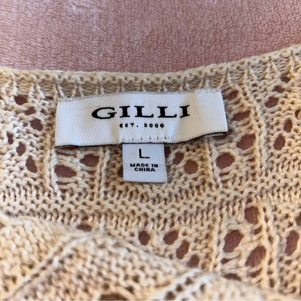 Gilli cream crocheted sleeveless cotton midi dress L boho cottagecore western Size L - Image 6