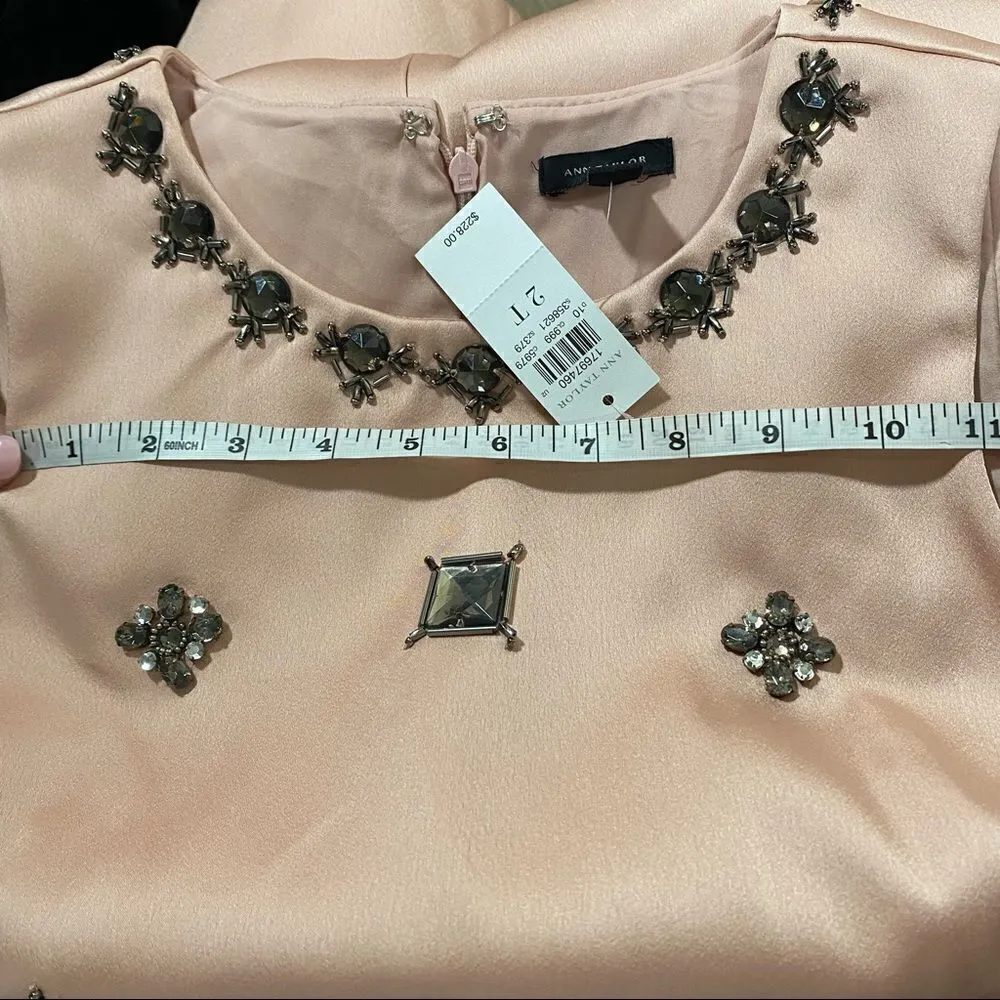 Ann Taylor Pink Jeweled Shift Dress Size 2 TALL - Image 12
