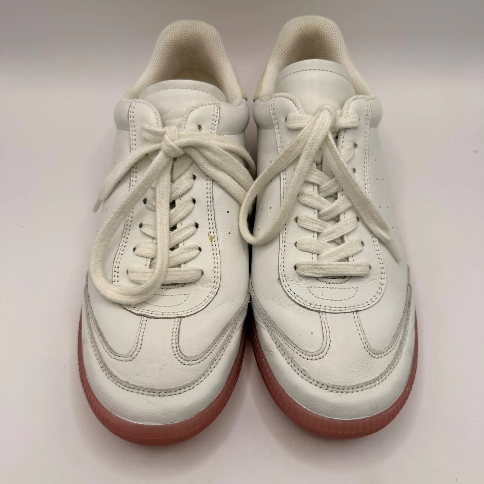 Isabel Marant Bryce Low-Top White Leather Sneakers Pink Translucent Sole Size 39 - Image 2
