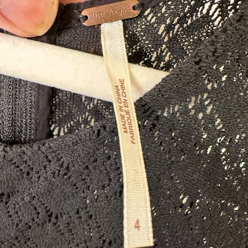 Free People Dress Womens 4 Lace Eyelit Detail Fit Flare Black Sleeveless Cut Out - Image 5