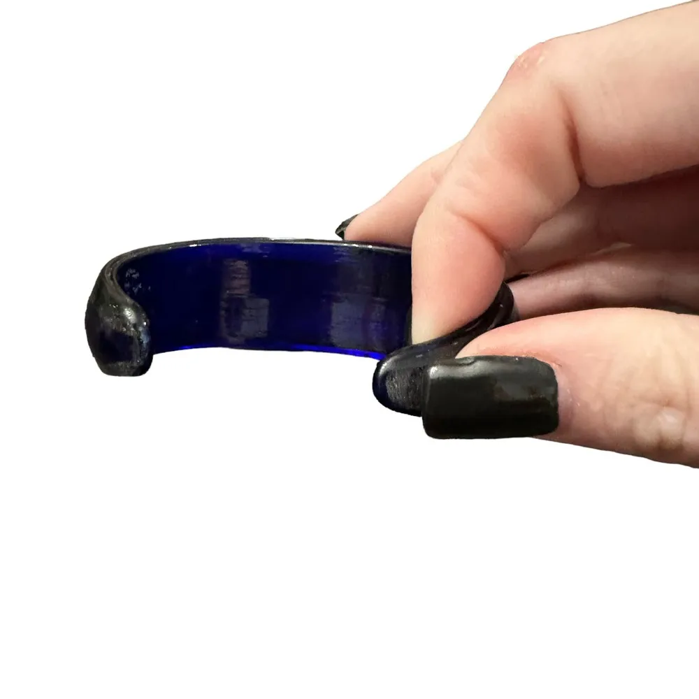 Venetian Cobalt Blue Glass Cuff Metallic Swirl - Image 3