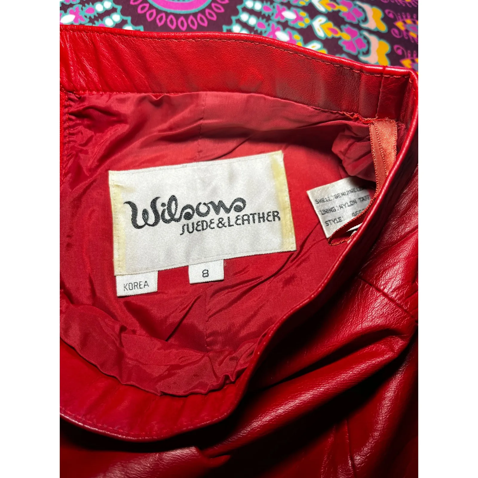 Vintage 1980s Wilsons Leather Red Pencil Skirt High Waist Genuine Leather Size 8 - Image 5