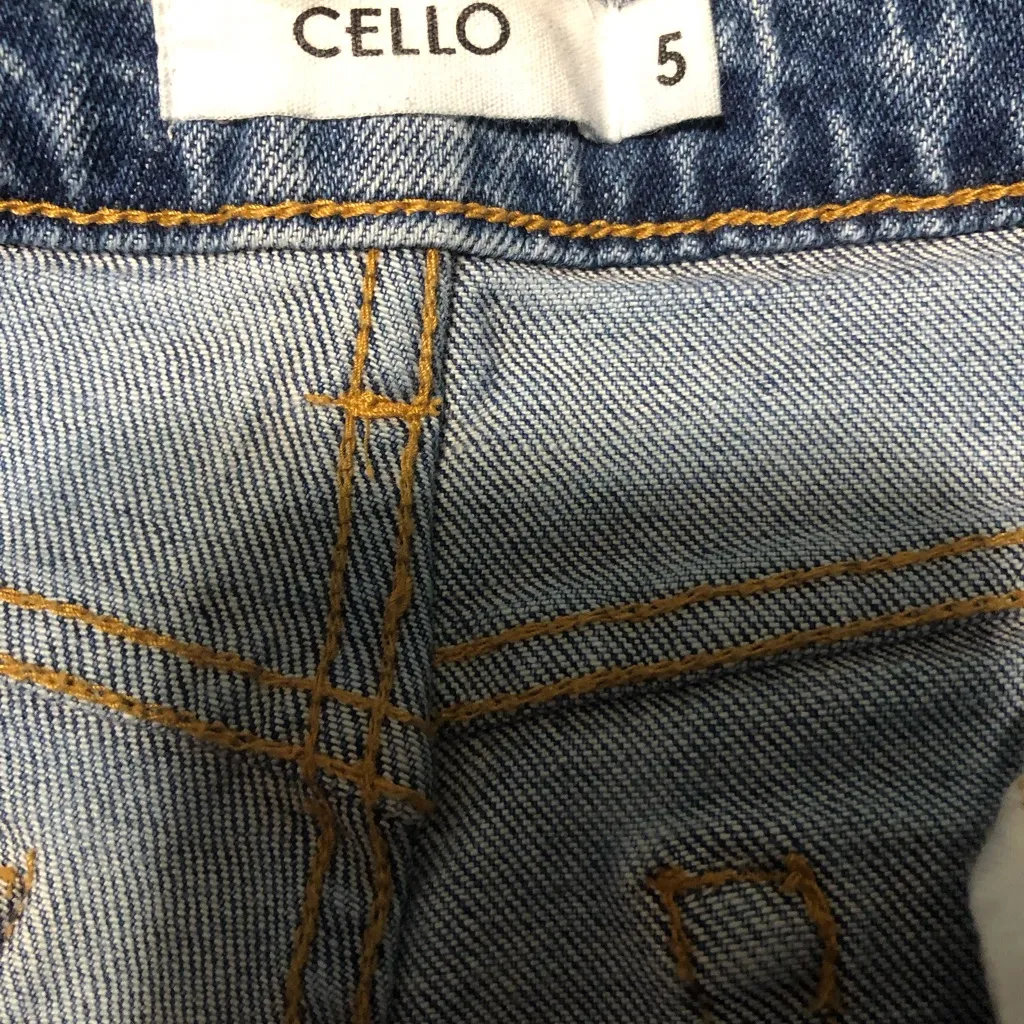 Cello ripped distressed jeans high rise‎ womens size 5 frayed hem club festival - Image 5