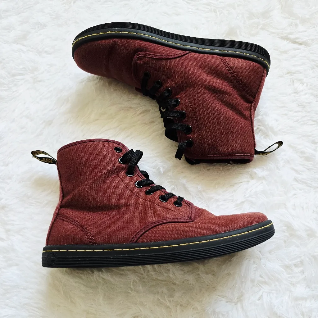 DR. MARTENS Shoreditch Canvas Boots Cherry Red 7 - Image 3