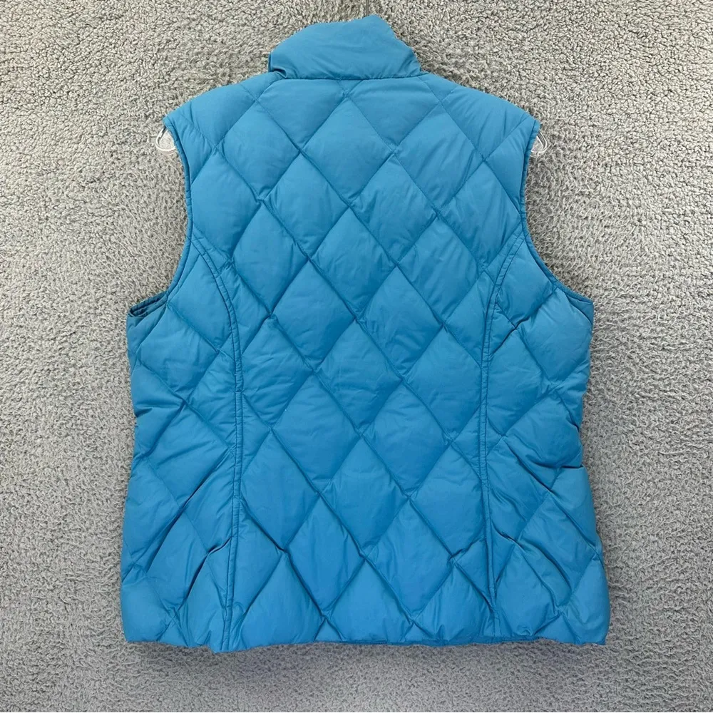 Lands' End Down Feather Puffer Vest Teal Blue Snap Button Outdoor Travel Wmn‎ M - Image 3