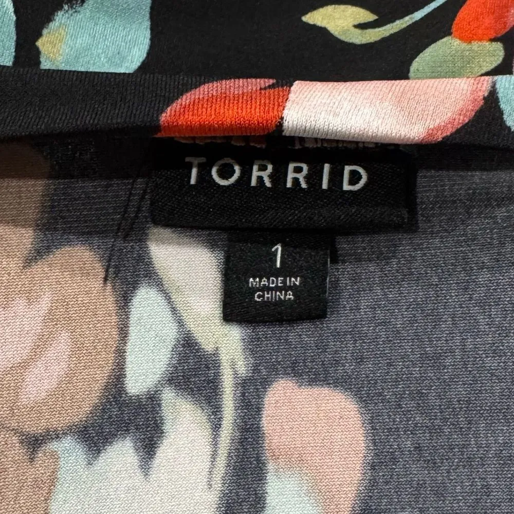 Torrid Cardigan Open Front Longline Floral Lightweight Sweater Women’s 1XL XL - Image 4