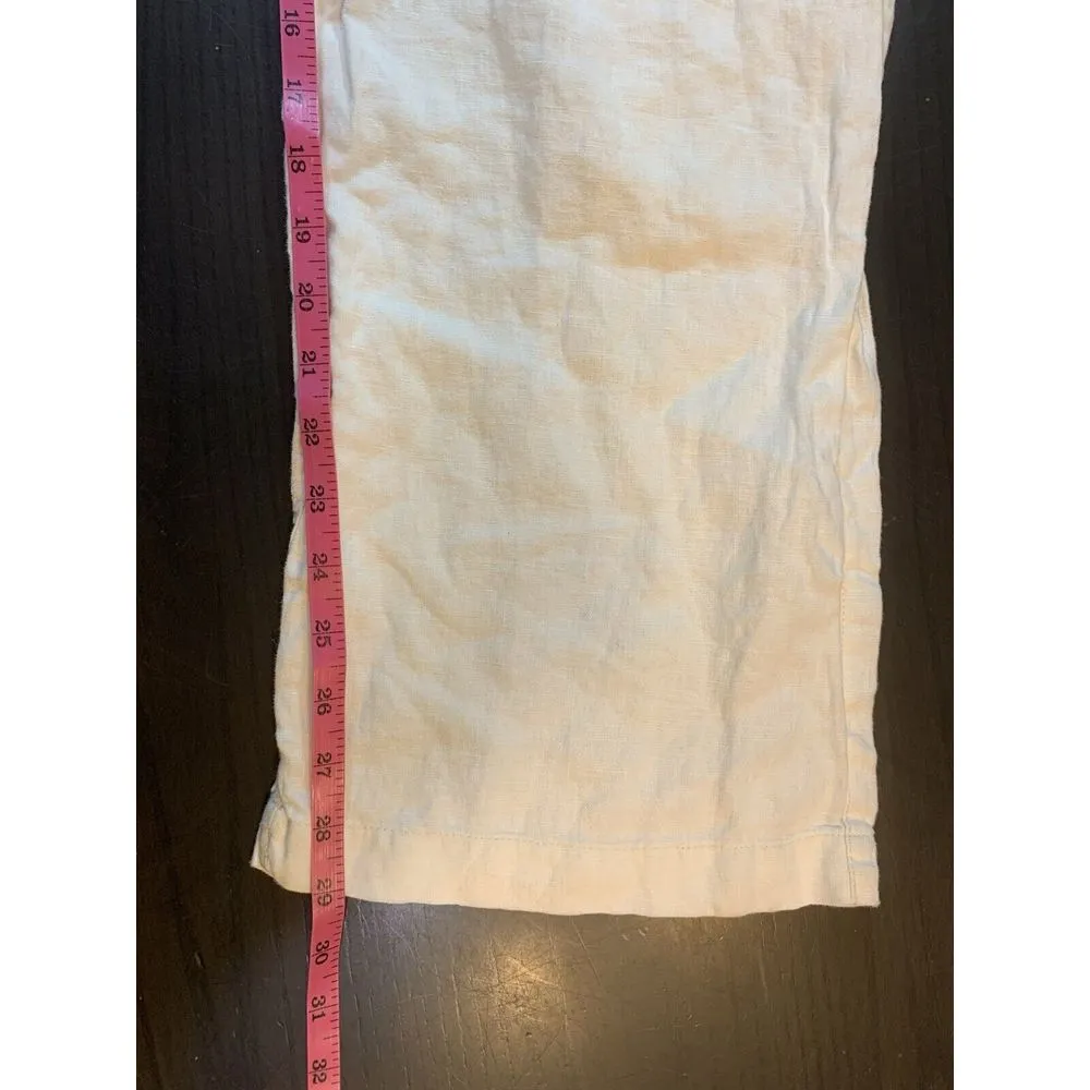 H&M‎ LOGG White Linen Blend Pants Women 33x29 Beachy Wedding Bride Resort Cruise - Image 11