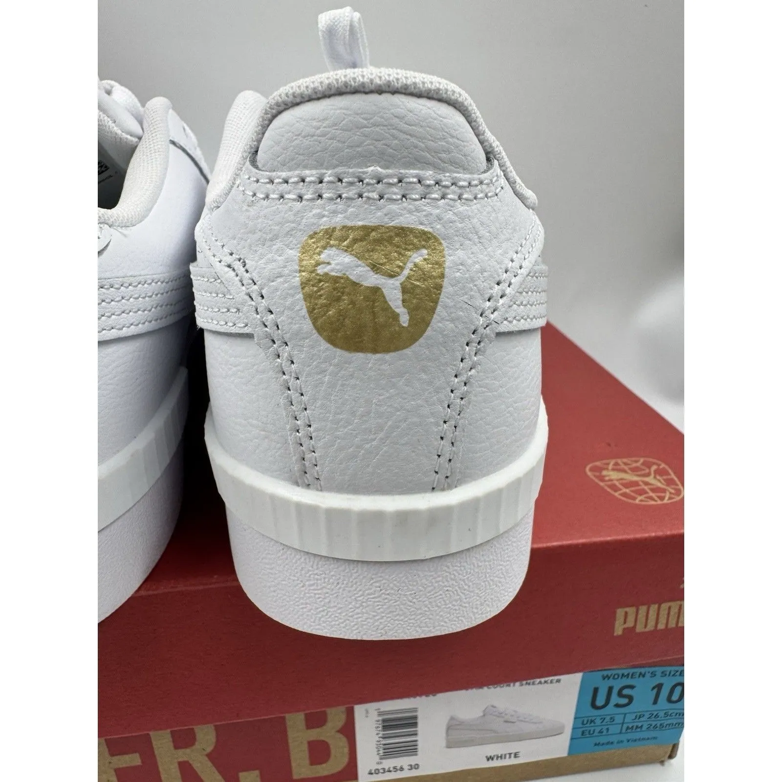 PUMA Court Sneaker, White, Women's Casual Low Top Leather Shoes Size 10 - Image 6