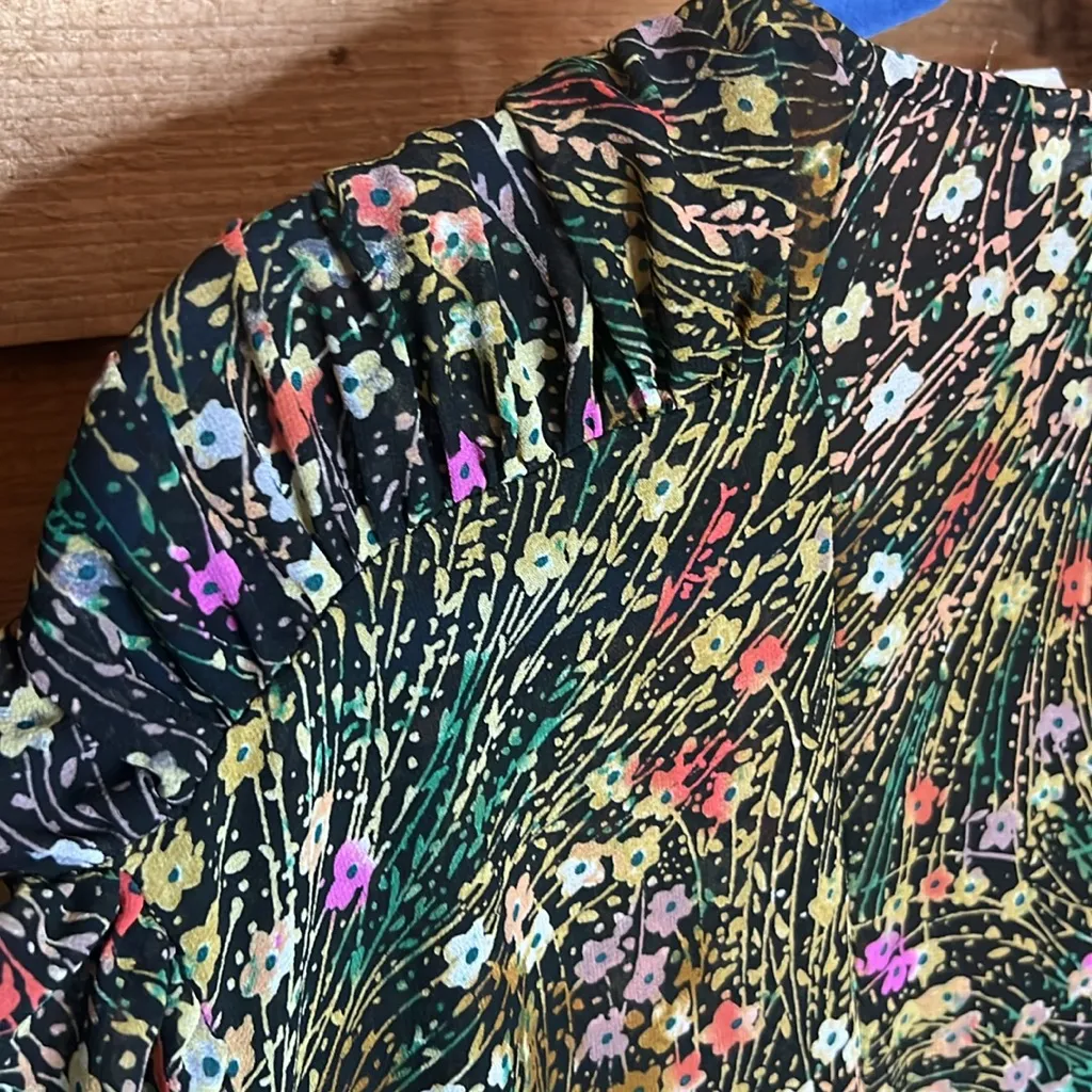 Anthropologie Valencia Multi Floral Maxi Dress Akemi + Kin Duster Button V Neck - Image 8