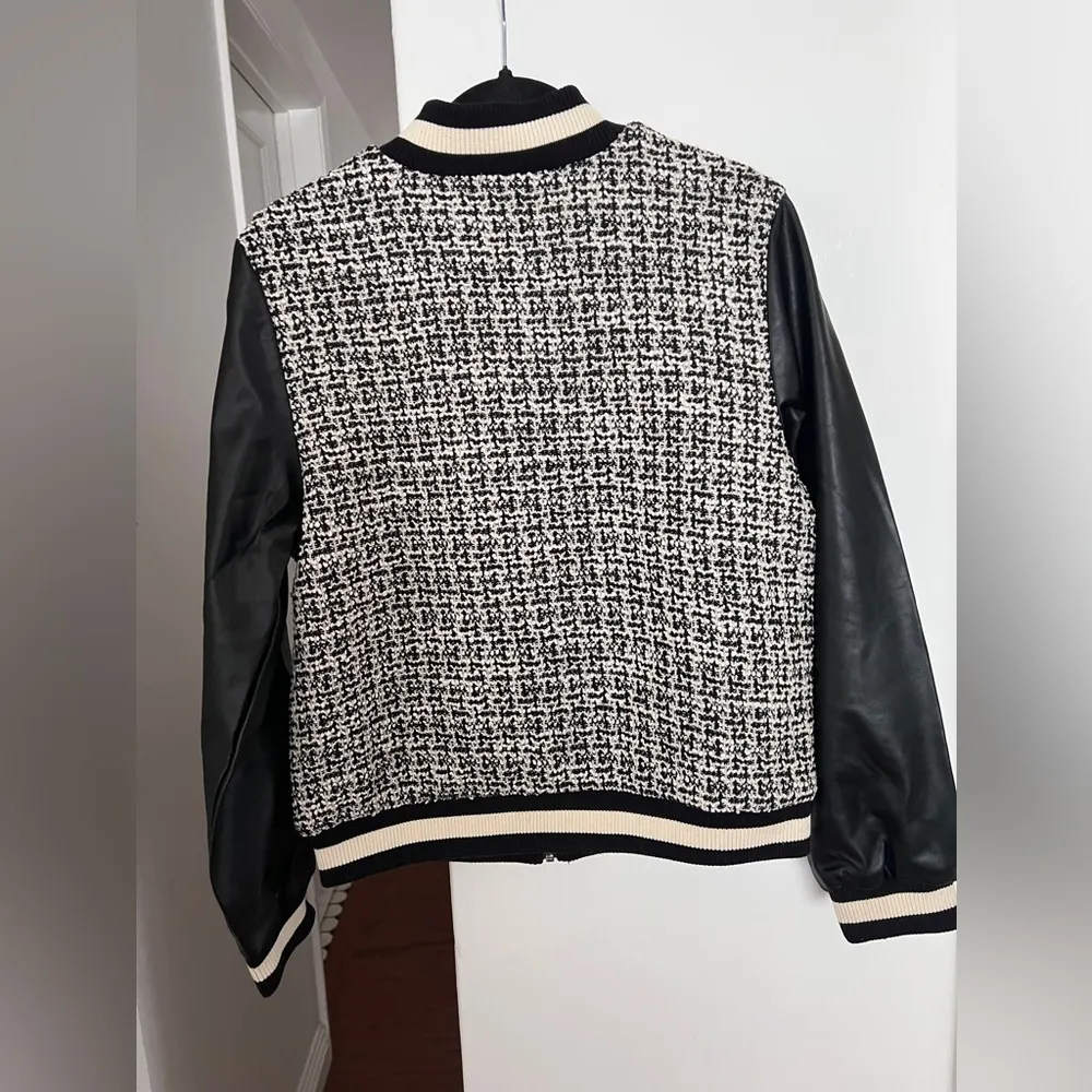 Another Love Janel Tweed Mixed Bomber Jacket - Image 3