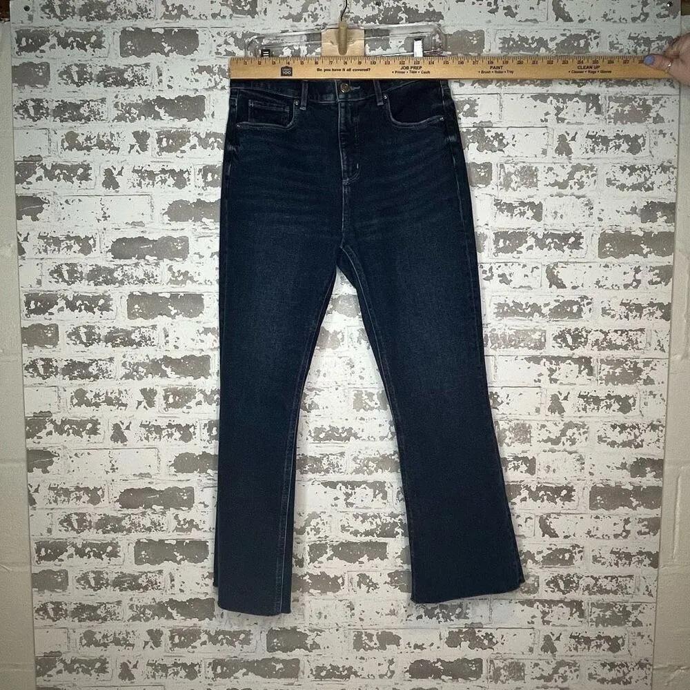 Loft | women dark wash high waist flare cropped - Image 7
