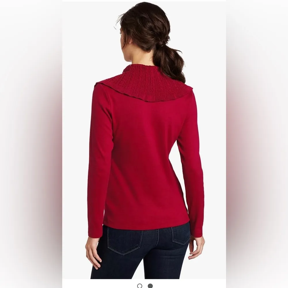 Rafaella Pointelle Red Cowl Neck Sweater Top Size 1X NWT - Image 2