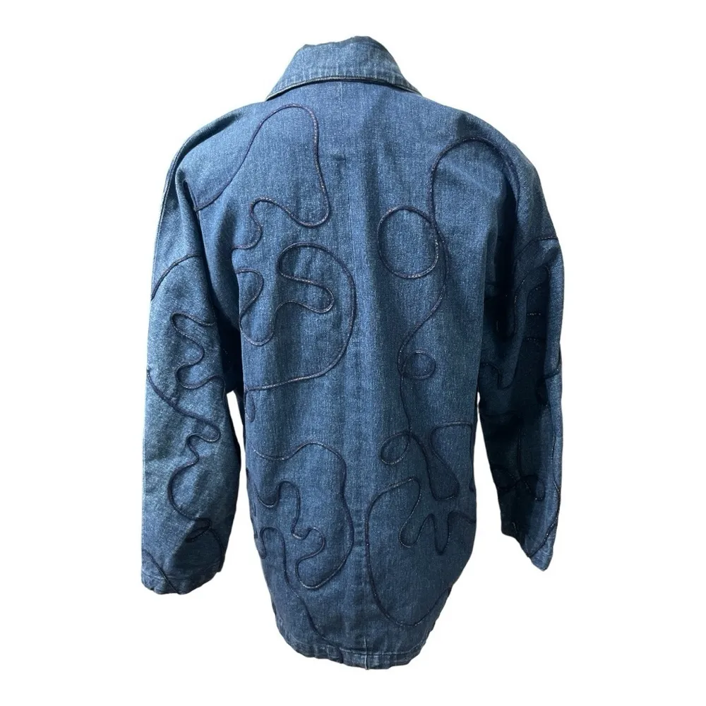 Deyas vintage Denim jacket with brocade work all over Y2K Blue Size L - Image 3