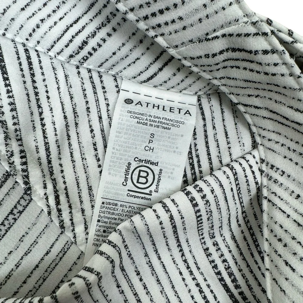 Athleta Arrival Tank Amara Stripe White & Black Racerback Athletic Women's Top - Image 6