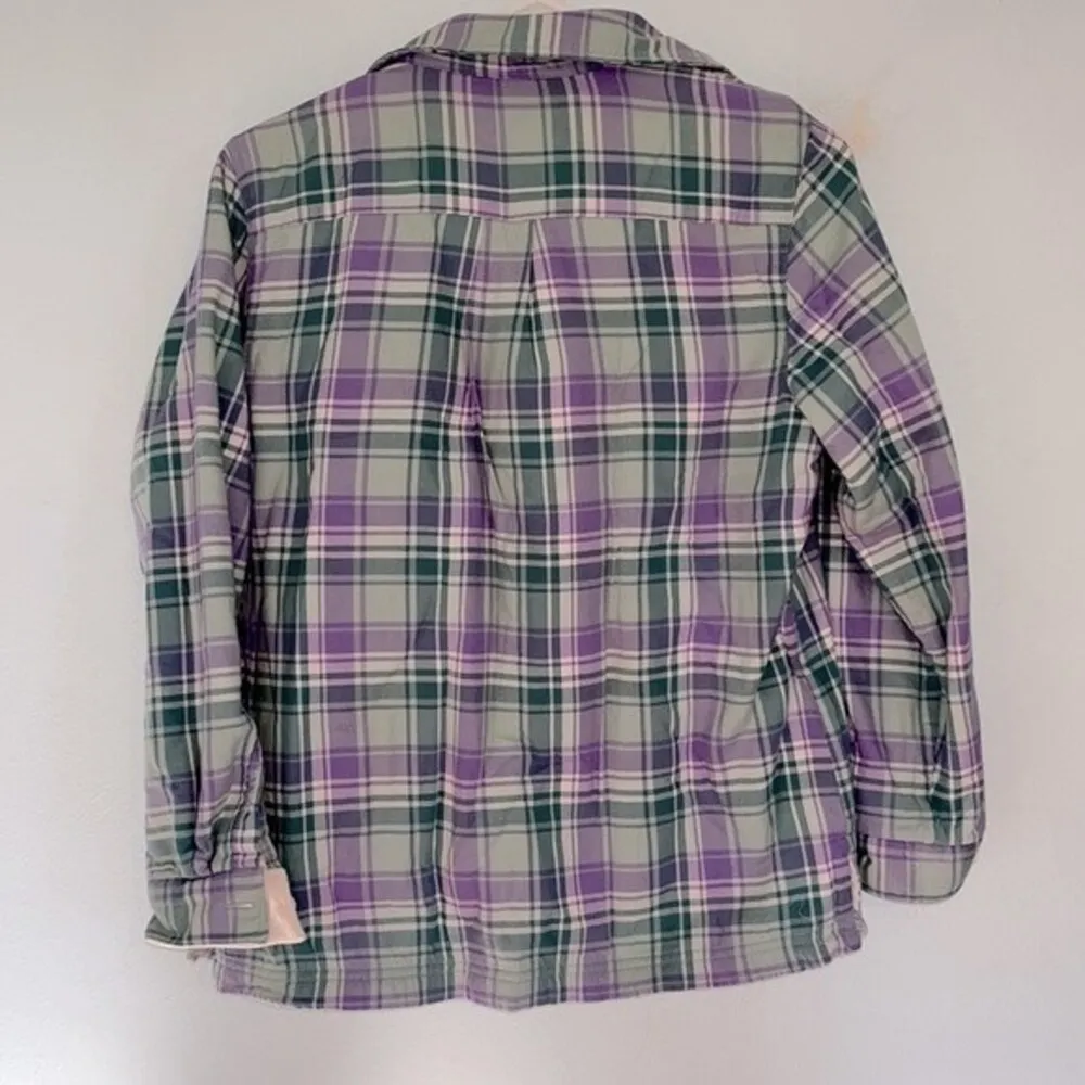 Women’s Petite L.L Bean purple and green fleece lined flannel jacket winter - Image 3