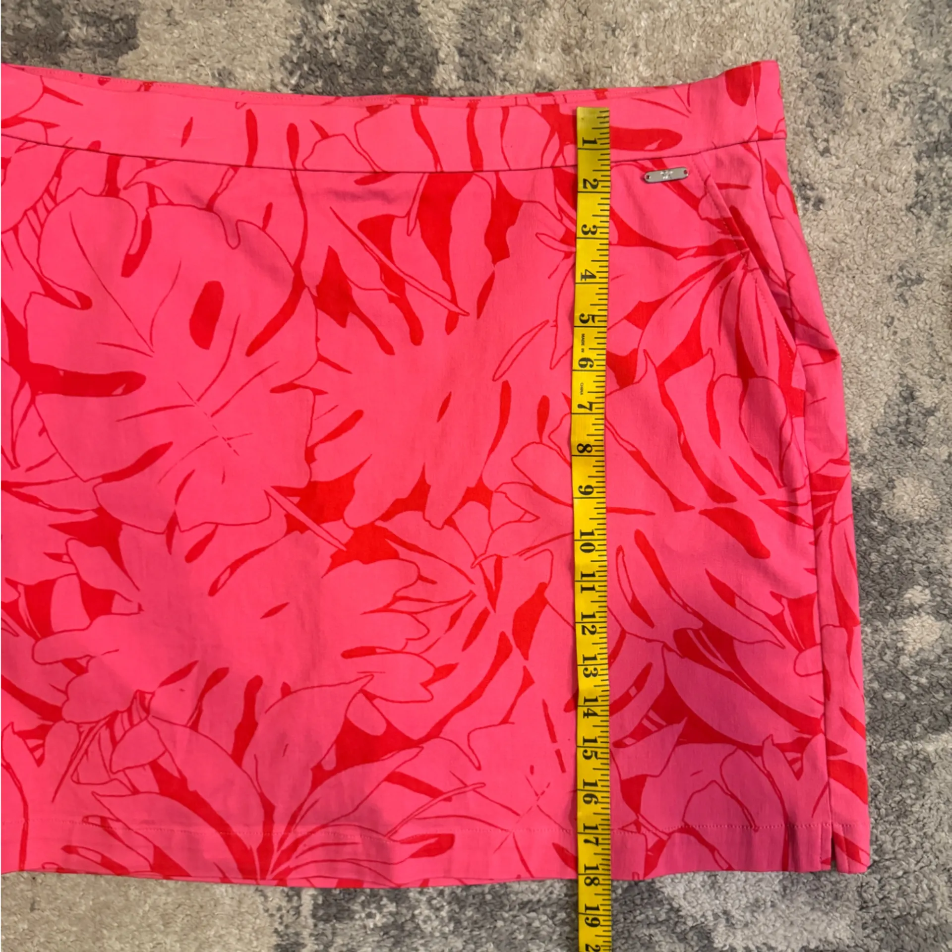 Rafaella Pink Leaf Print Mini Skirt with built in shorts - Image 6