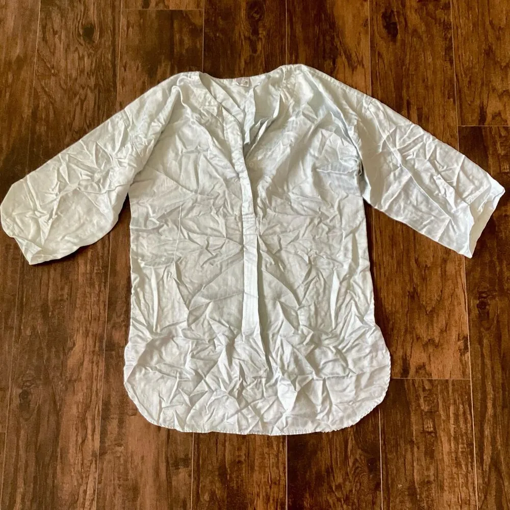 Kathryn Satin Button Up Pajama Shirt Blue Size M - Image 3