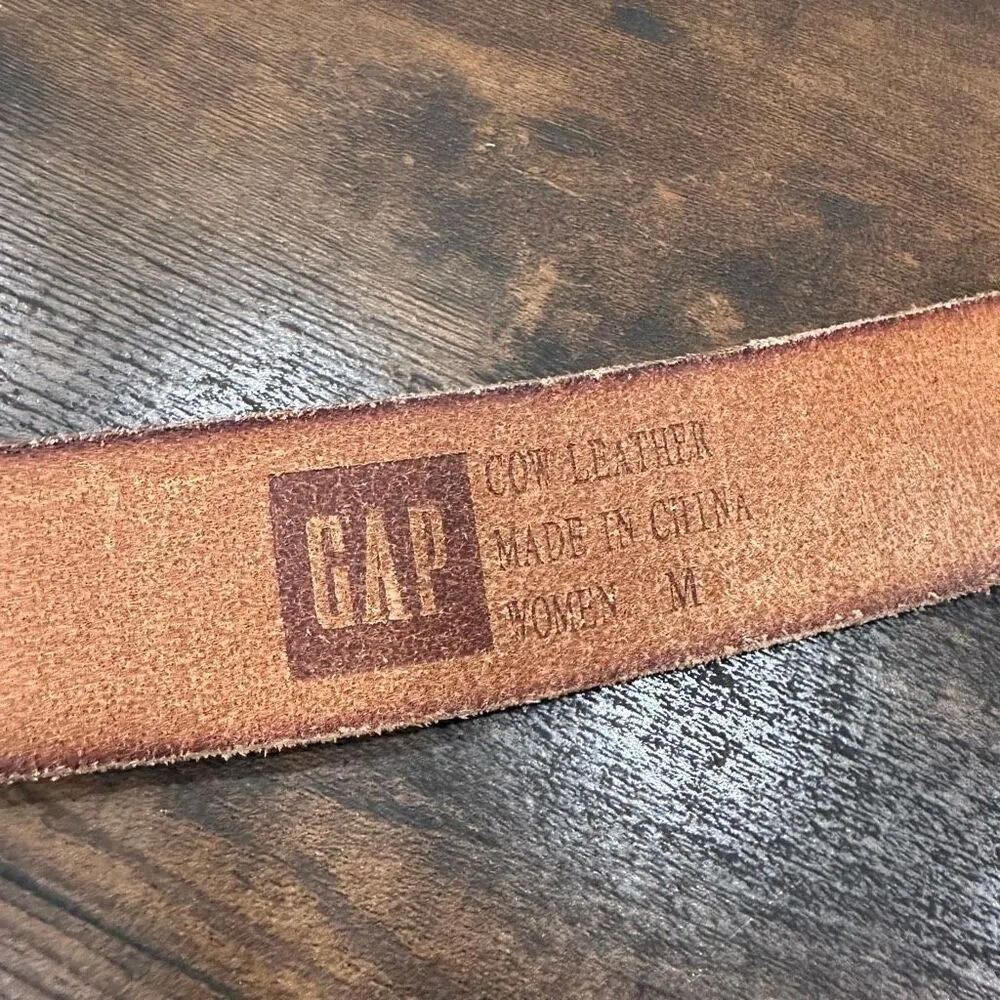 Vintage Y2K GAP Women's Cow‎ Leather Wide Distressed Buckle Belt White Medium - Image 2
