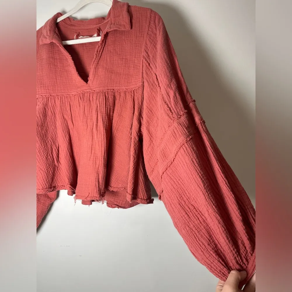 We The Free Silver Lining Shirt Slub Cotton Peasant Boho - Image 8