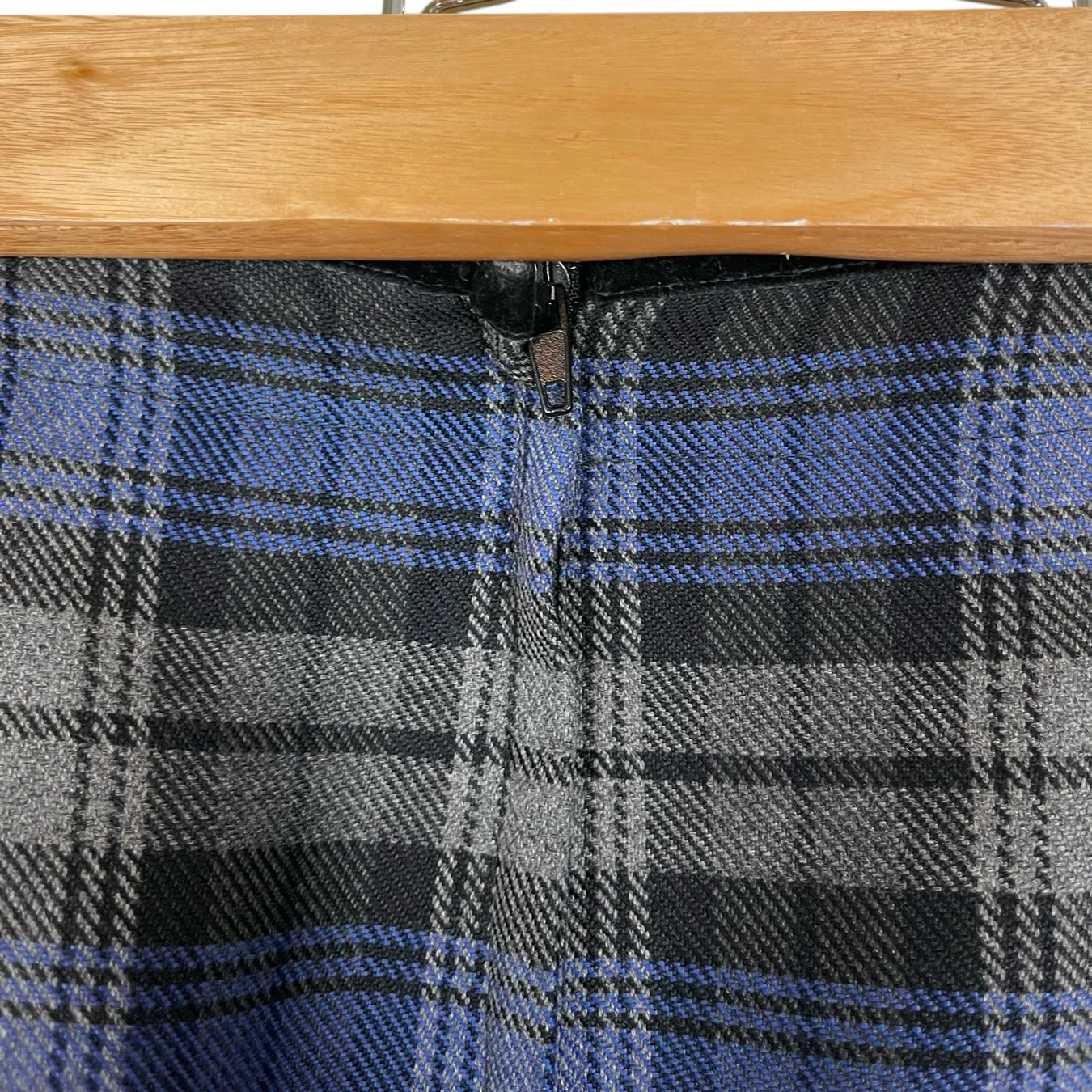 Vintage Villager Sport Blue Grey Black Plaid Faux Wrap Skirt Women’s 12 Academia - Image 7