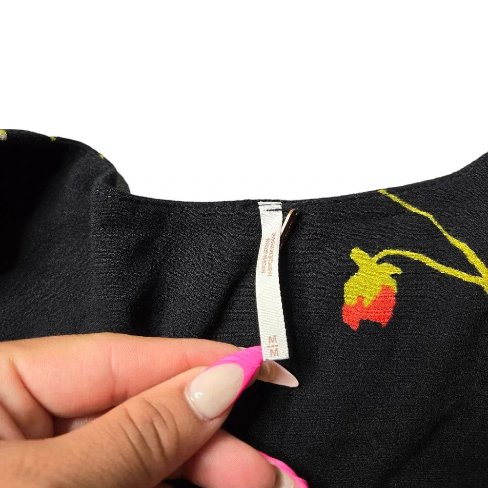 Free People Time On My Side Black Floral Wrap Dress - Image 5