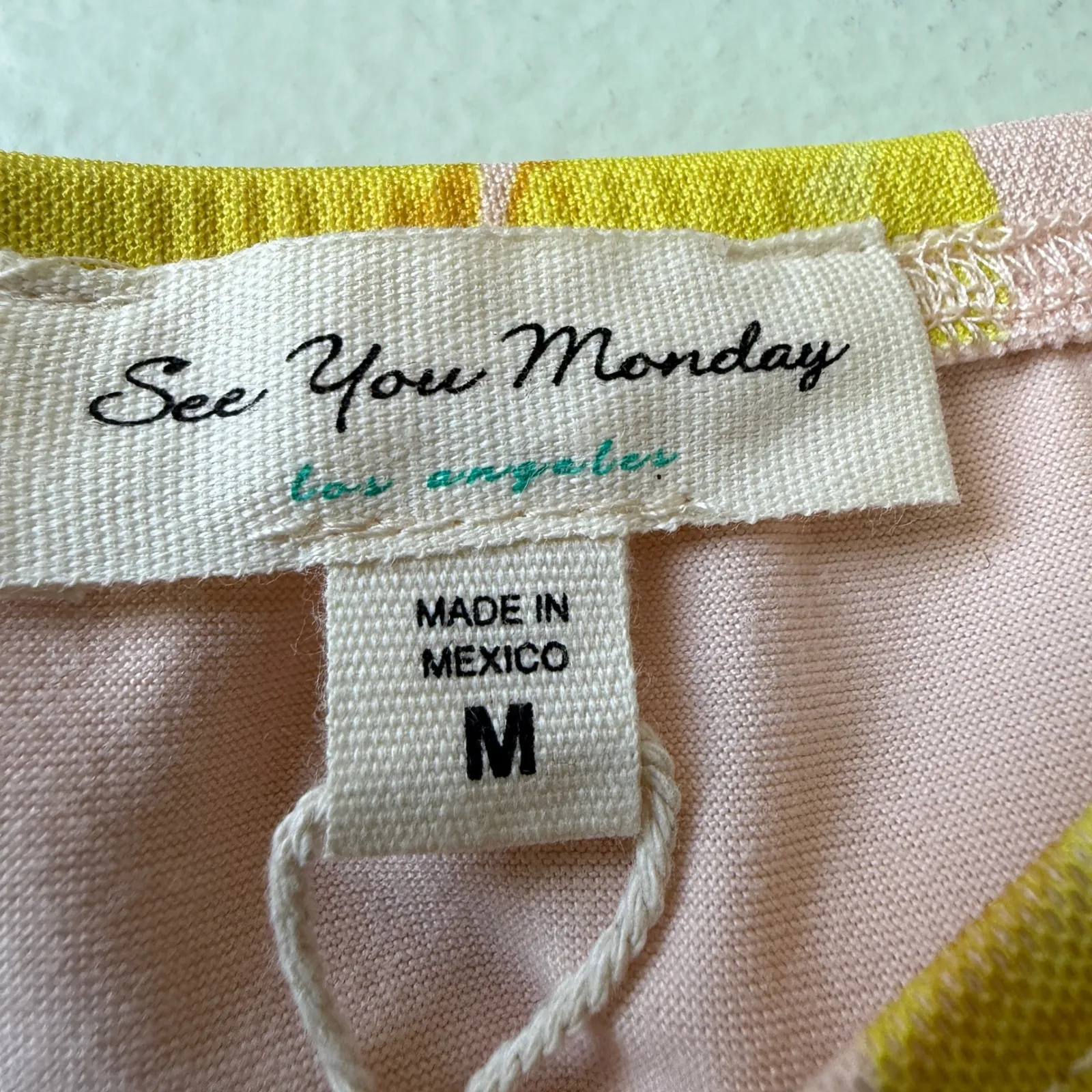 See You Monday Lemon Print‎ Midi Skirt Ruffle Trim Asymmetrical Hem Medium - Image 3