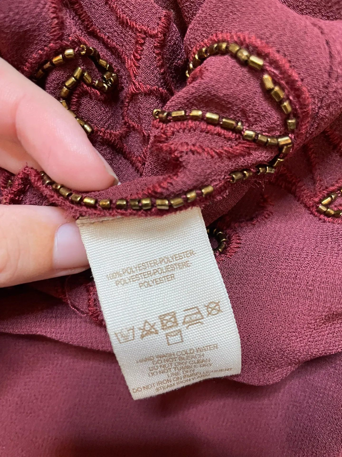 Beaded Maroon Chiffon Sheer Tunic Dress - Image 6