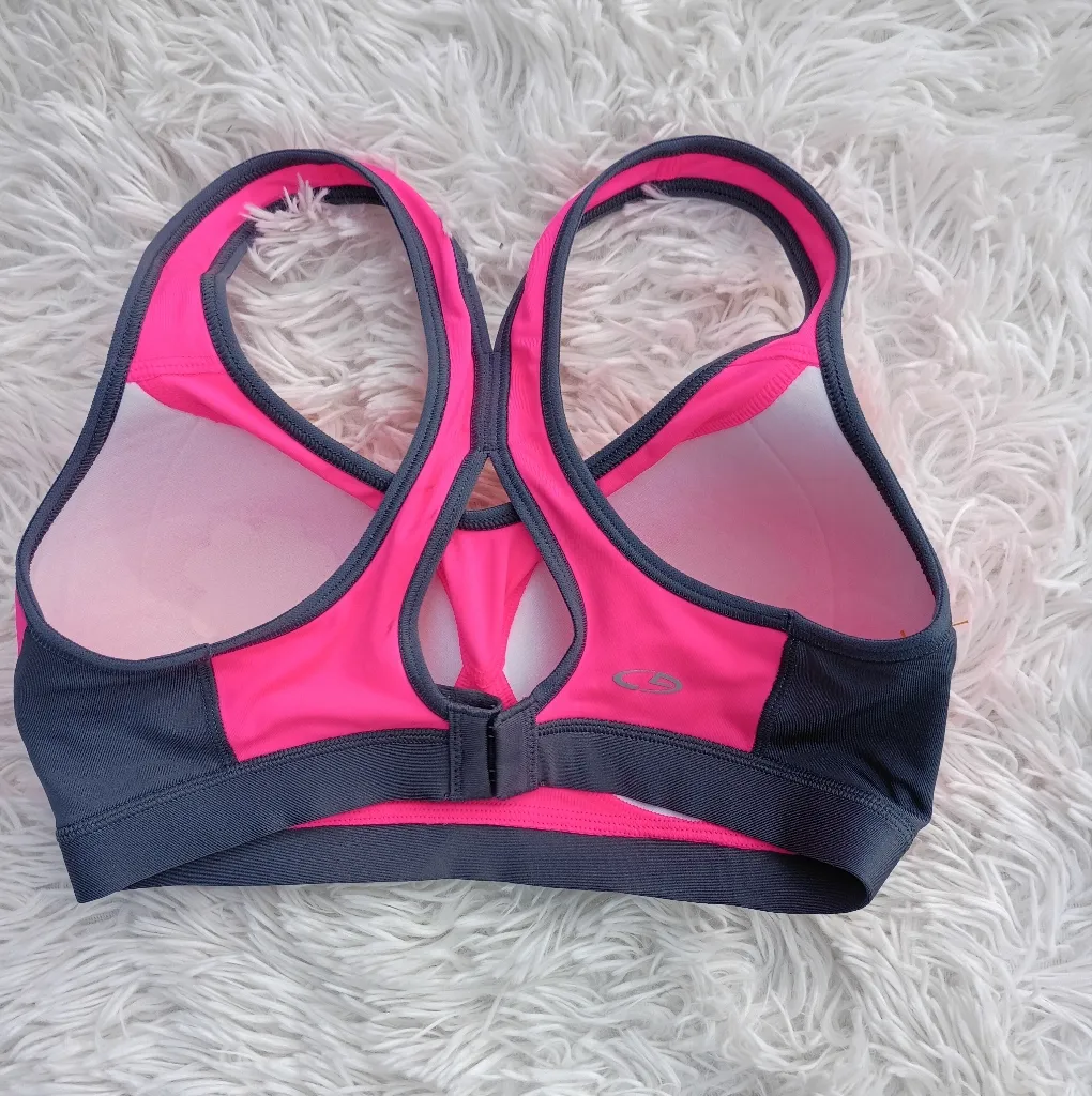 Champion Duo Dry Pink Gray Sports Bra Medium Racerback Athletic - Image 4